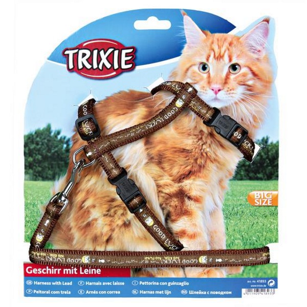 Шлейка с поводком для кошек Trixie Cat Harness XL размер 34 х 57 х 1,3 см в ассортименте