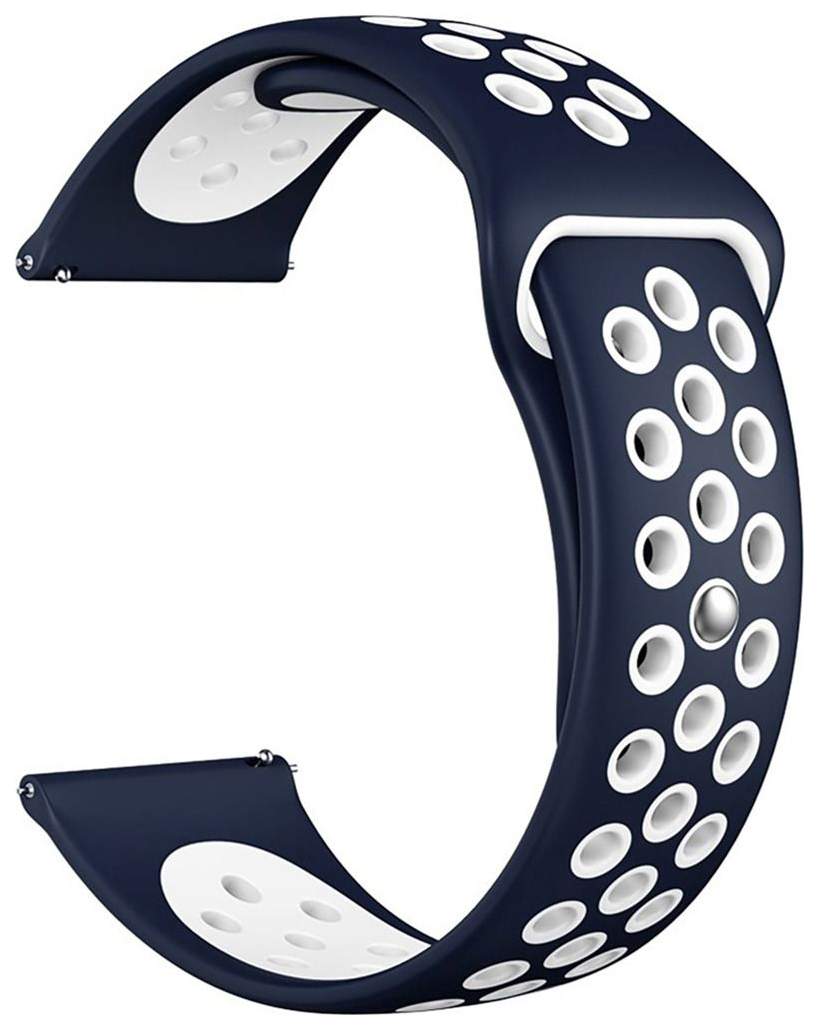 Ремешок для часов спортивный Lyambda "Alioth", универсальный, 22 мм (силикон, синий-белый), купить в Москве, цены в интернет-магазинах на Мегамаркет
