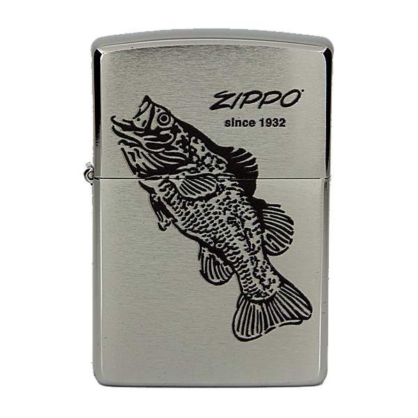 Бензиновая зажигалка Zippo №200 Black Bass Brushed Chrome