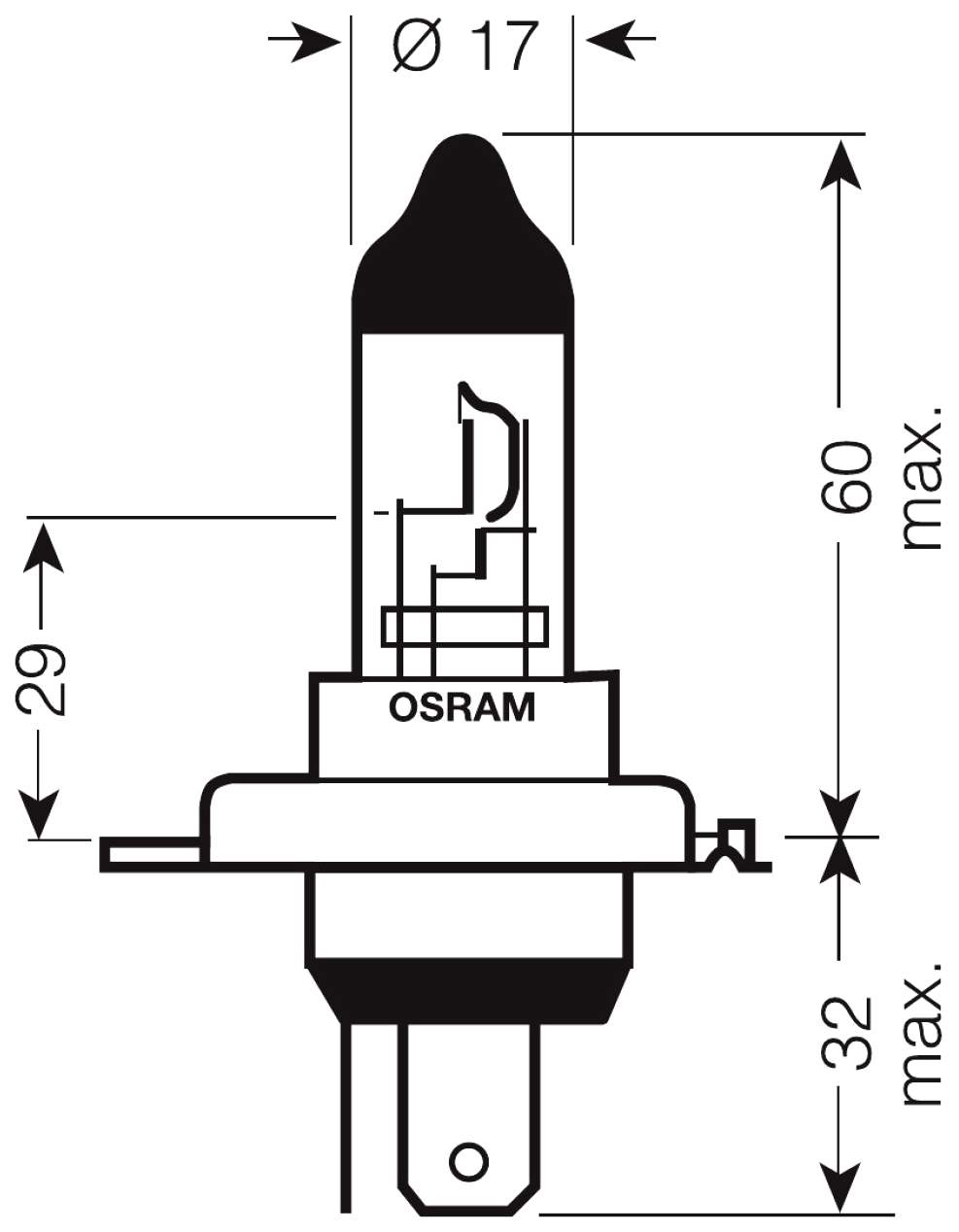Лампа галогенная автомобильная OSRAM Н4 24 V 75 70W (64196.01B)