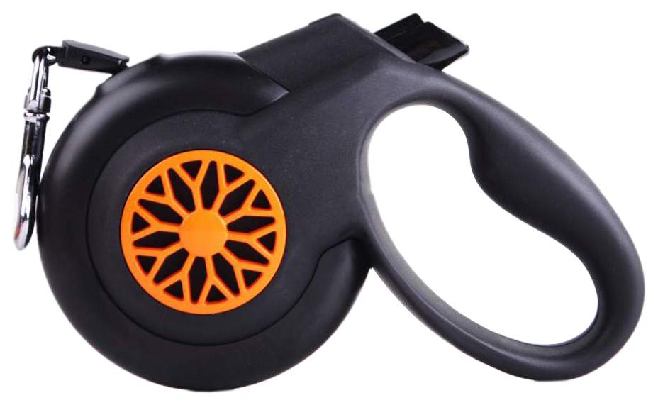 Рулетка для собак Fida Smart Walk, лента, черно-оранжевая, до 15 кг, 5 м