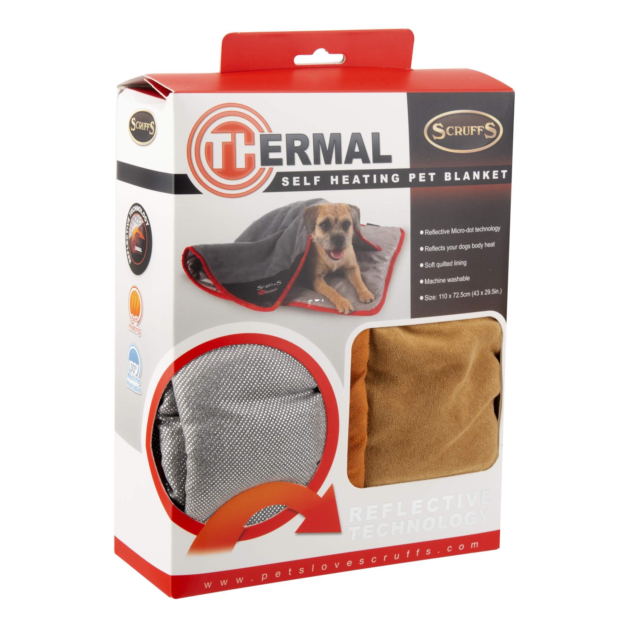 Одеяло греющее для собак Scruffs Thermal полиэстер, коричневый, 110x75 см