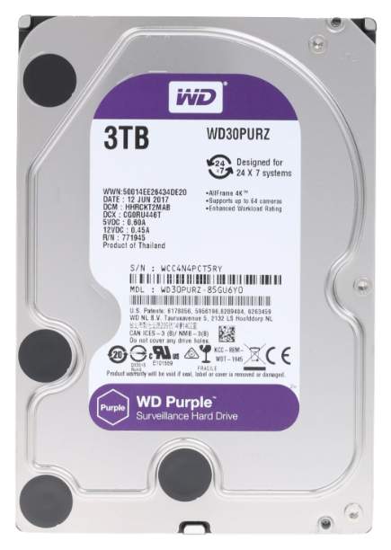 Жесткий диск WD Purple 3ТБ (WD30PURZ) - купить в Москве, цены на Мегамаркет | 100022994605