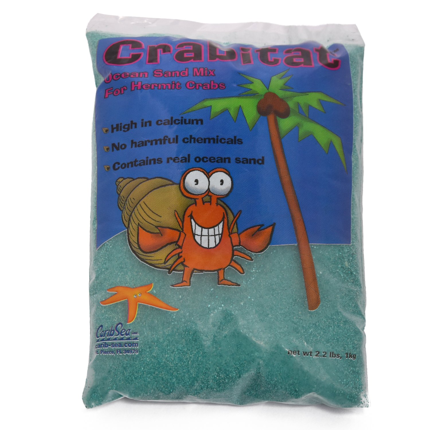 Натуральный песок для аквариумов CaribSea Crabitat для раков-отшельников зеленый, 1кг 0,9л