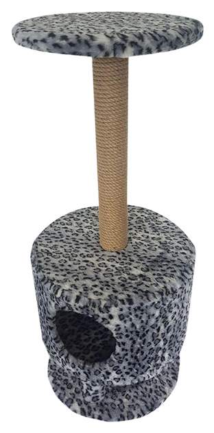 Комплекс для кошек Пушок Круглый на ножках Серый леопард