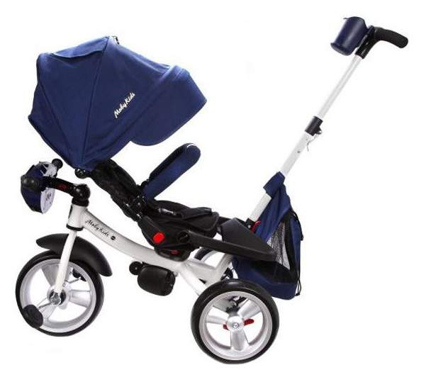 Велосипед детский трехколесный Moby Kids Leader Eva Car свет, звук Синий