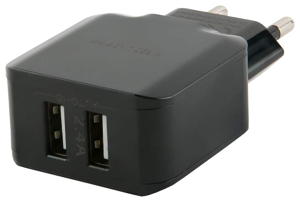 Сетевое зарядное устройство RED LINE NC-2.4A, 2 USB, 2,4 A, black