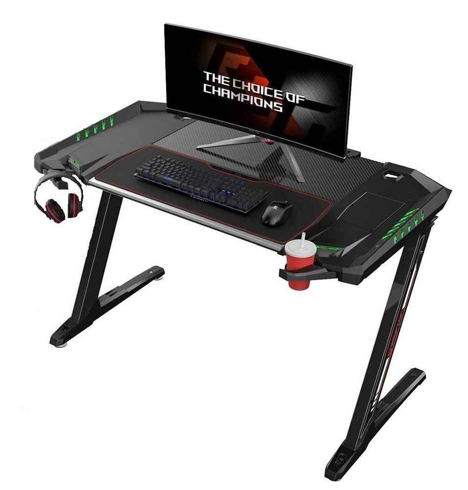 Стол для компьютера (для геймеров) Eureka Z2 c RGB подсветкой, чёрный