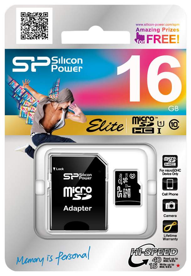 Карта памяти Silicon Power Micro SDHC Elite SP016GBSTHBU1V10-SP 16GB