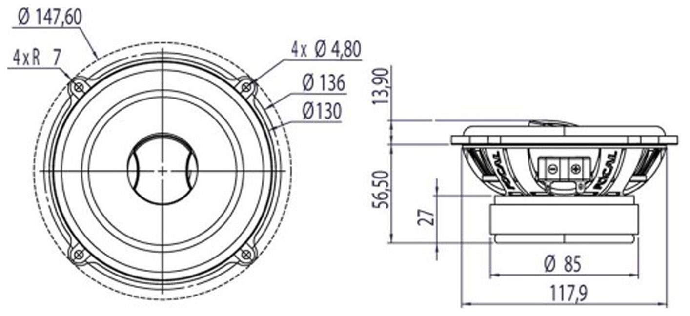 Параметры динамиков. Focal pc130. Focal динамики 16 параметры. Динамик 10 дюймов Focal Размеры. Диаметр отверстия по динамик 12 дюймов Focal.
