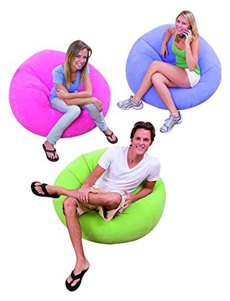 Intex надувное кресло beanless bag chair intex