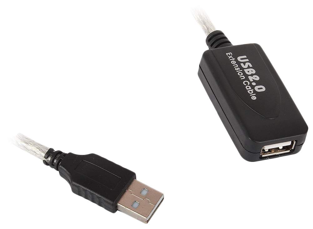 Кабель VCOM USB A-USB A, M-F 15м Silver (VUS7049)