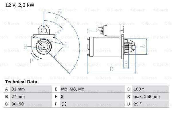 Стартер BOSCH 0 986 018 910