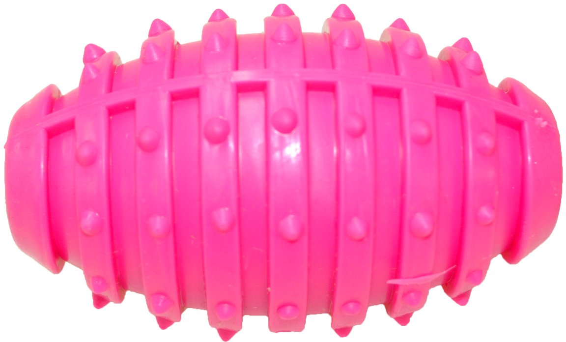 Жевательная игрушка для собак HOMEPET Мяч регби с колокольчиком, розовый, длина 9.7 см