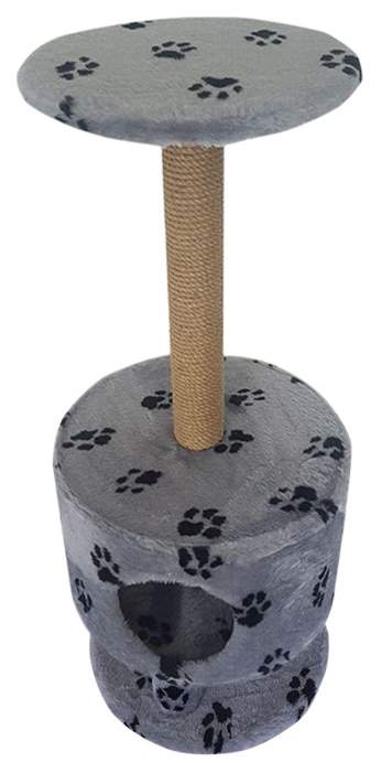 Комплекс для кошек Пушок Круглый на ножках Светло-серый с лапками