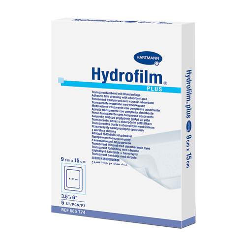 Прозрачная повязка HARTMANN Hydrofilm plus с впитывающей подушечкой 9 см х 15 см 5 шт.