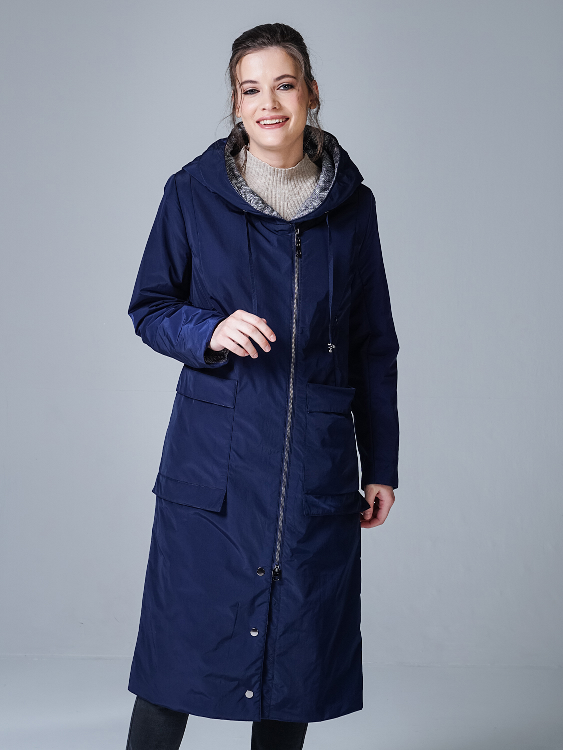 Пальто женское OHARA CC-21706 синее 44 RU