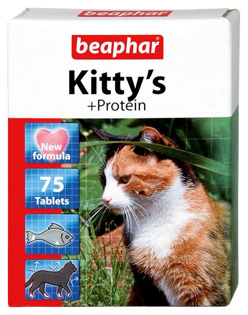 Витаминный комплекс для кошек Beaphar Kitty's, Сердечки с протеином 75 таб