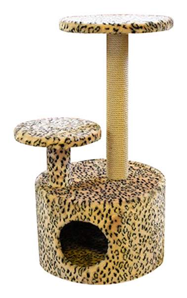 Комплекс для кошек Пушок Круглый со ступенькой Бежевый леопард