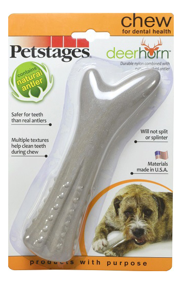Жевательная игрушка для собак Petstages Deerhorn с оленьими рогами средняя, 16 см