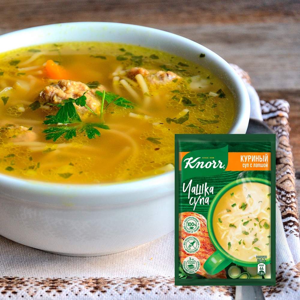 Knorr чашка супа куриный с лапшой