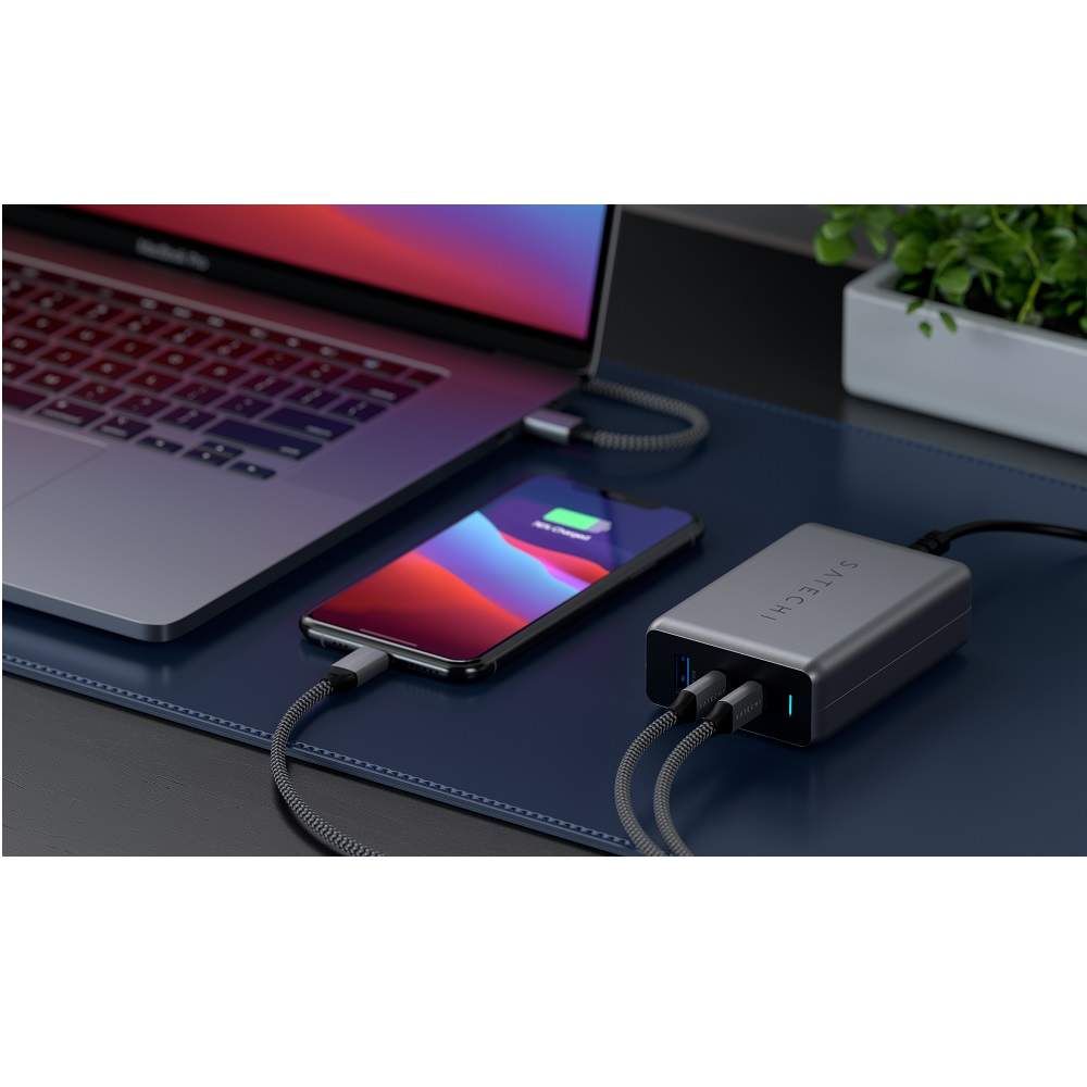 Сетевое зарядное устройство Satechi Compact Gan Charger, 1 USB/2 USB Type-C, 20 A, grey