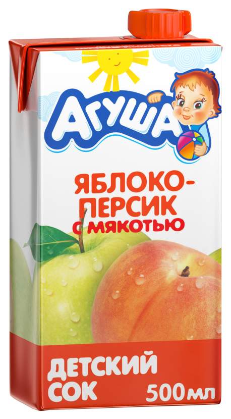Сок Агуша Яблоко и персик с мякотью с 3 лет 500 мл