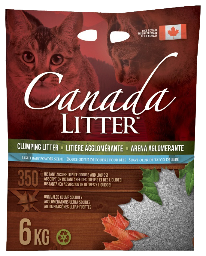 Комкующийся наполнитель для кошек Canada Litter Запах на замке бентонитовый, 6 кг, 21 л