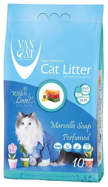Комкующийся наполнитель для кошек Van Cat бентонитовый, Марсельское мыло, 10 кг, 12 л