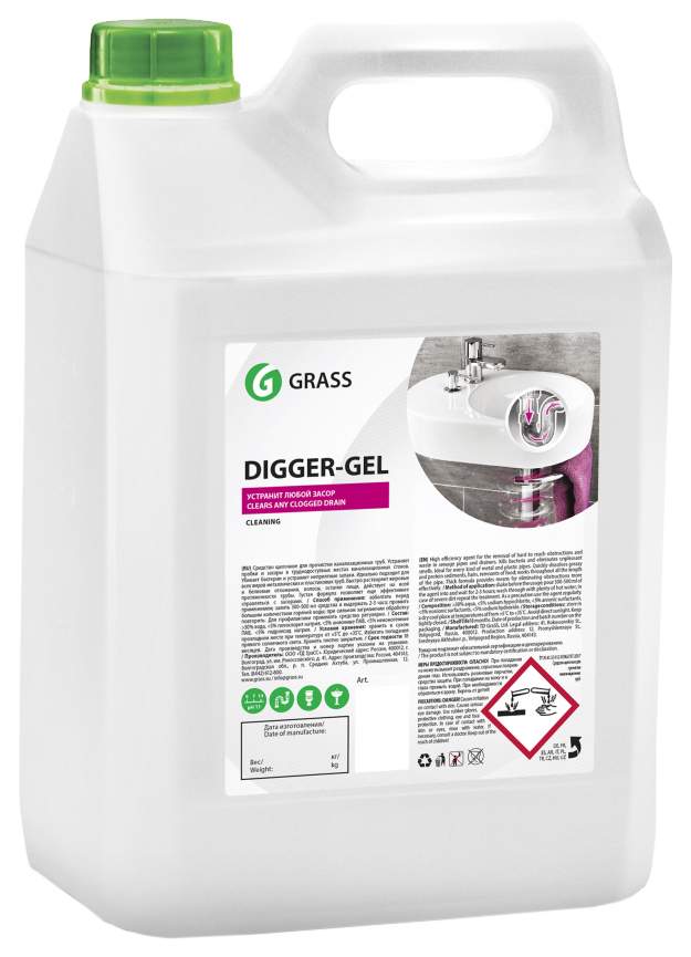 Гель для чистки труб Grass digger-gel  канистра 5.3 кг