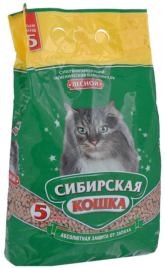 Впитывающий наполнитель Сибирская кошка Лесной древесный, 2.7 кг, 5 л