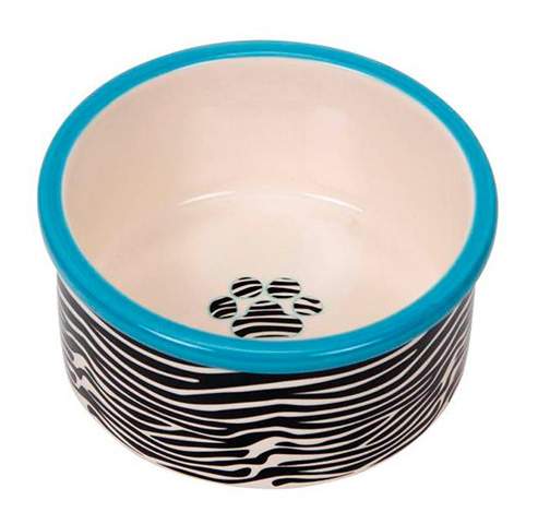Одинарная миска для собак MAJOR, керамика, белый, черный, голубой, 0.695 л