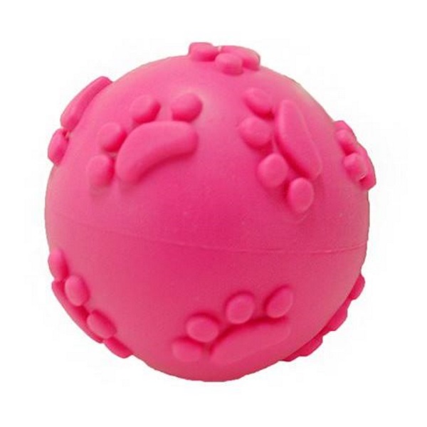 Жевательная игрушка для собак HOMEPET Мяч с рисунком лапки с пищалкой, длина 6 см