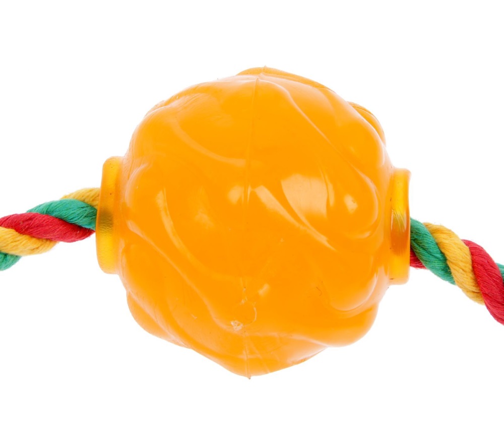 Жевательная игрушка для собак DOGLIKE Мяч Космос с канатом и этикеткой, 37 см