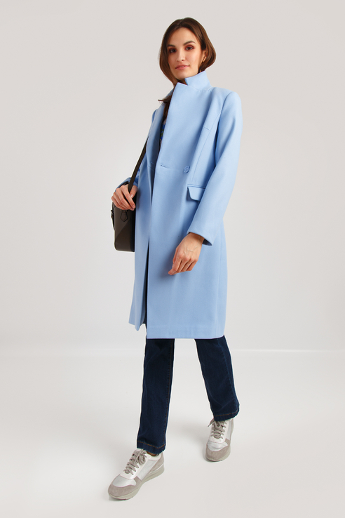 Пальто женское Finn Flare B19-11007 голубое S