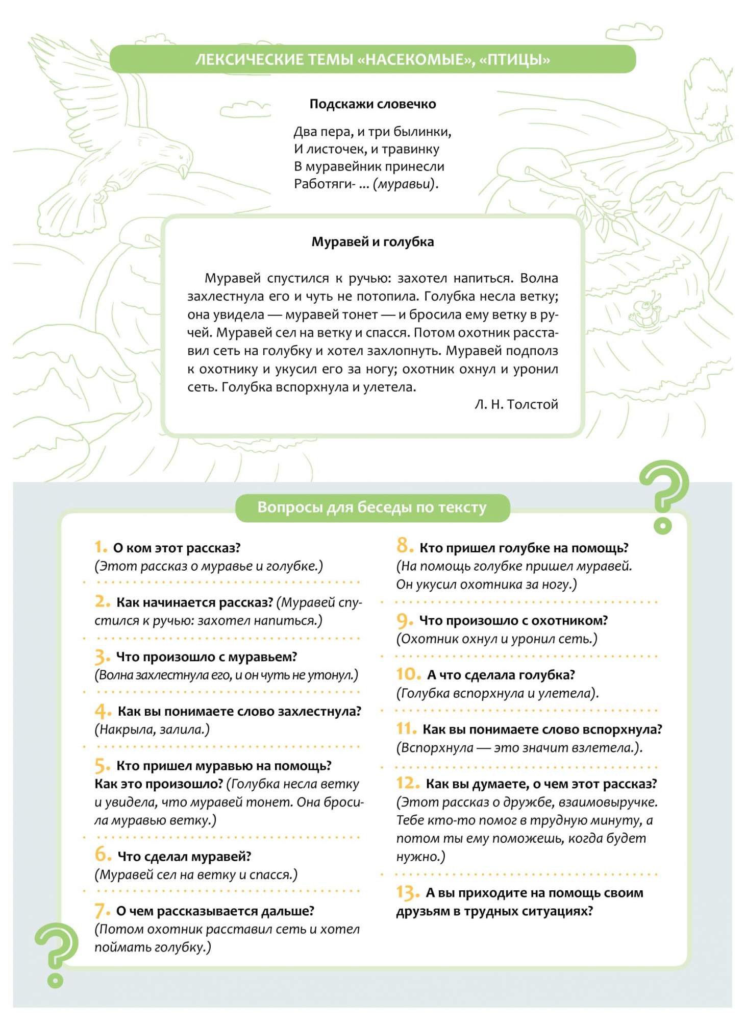 Обучение пересказу по опорным картинкам