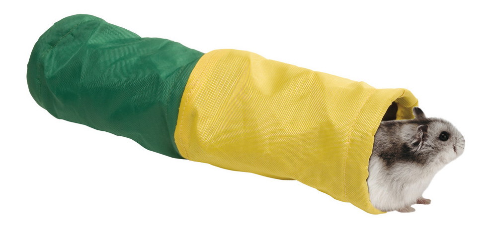 Тоннель для грызунов Ferplast полиэстр, текстиль, 6.5х25 см, цвет зеленый, желтый