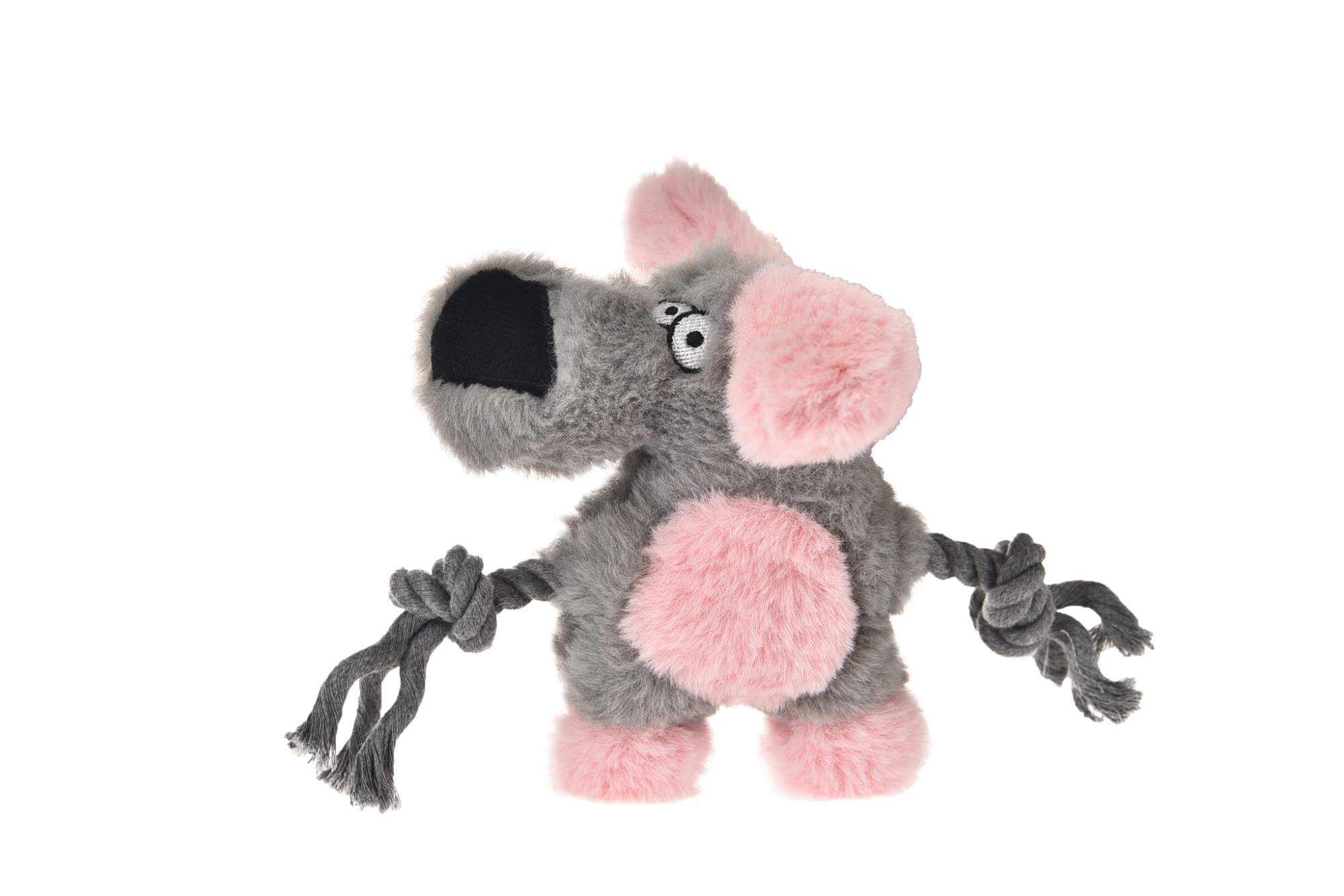 Мягкая игрушка для собак HOMEPET Собачка плюш с канатами с пищалкой, длина 22 см