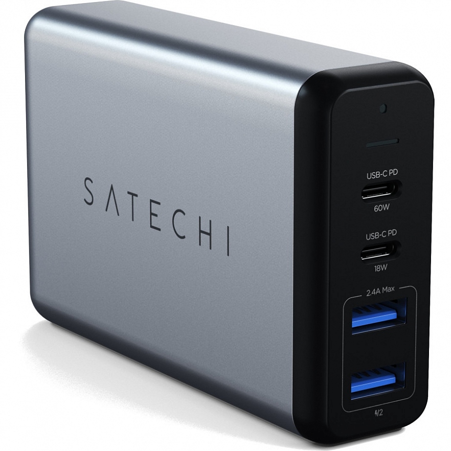 Сетевое зарядное устройство Satechi Travel Charger, 2 USB/2 USB Type-C, 3 A, grey/black