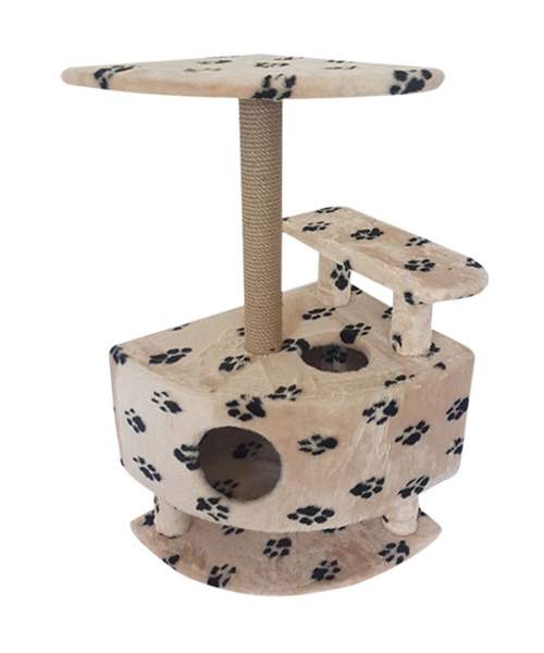 Комплекс для кошек Пушок Угловой со ступенькой на ножках Бежевый с лапками
