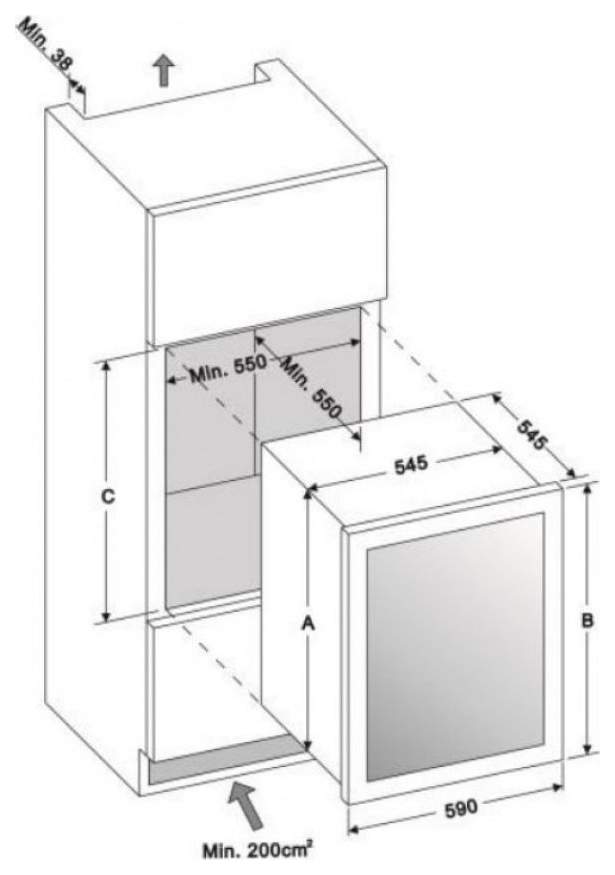 Размер винного шкафа встроенного