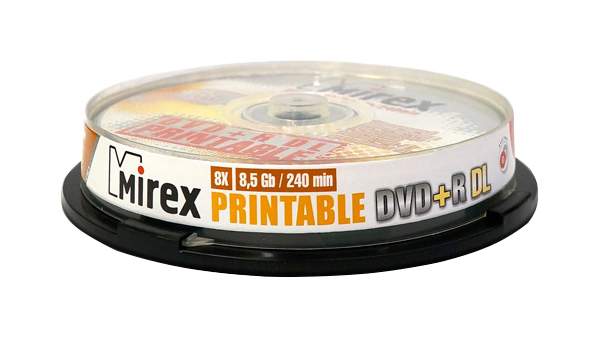 Диск для записи Mirex DVD+R, 8.5Gb, 8x, Cake Box 10 шт, купить в Москве, цены в интернет-магазинах на Мегамаркет