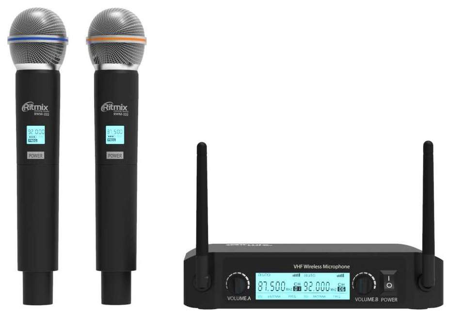 Микрофонная вокальная система радио Ritmix RWM-222, купить в Москве, цены в интернет-магазинах на Мегамаркет