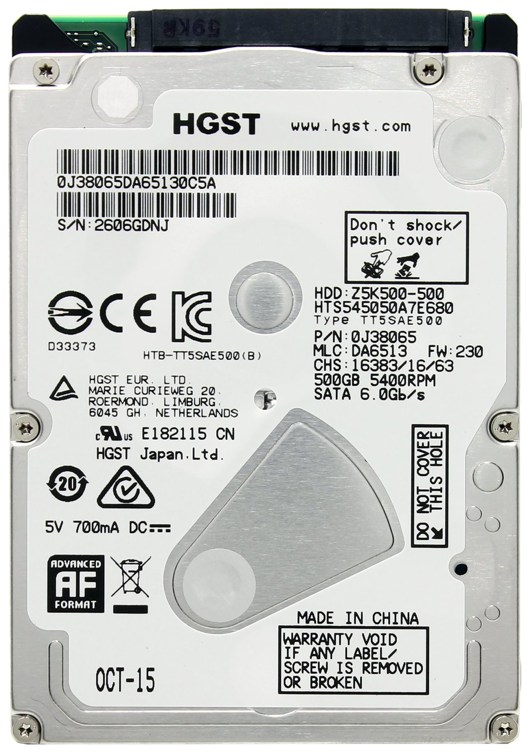 Жесткий диск HGST Travelstar Z5K500 500ГБ (HTS545050A7E680) - купить в Digital Solutions, цена на Мегамаркет