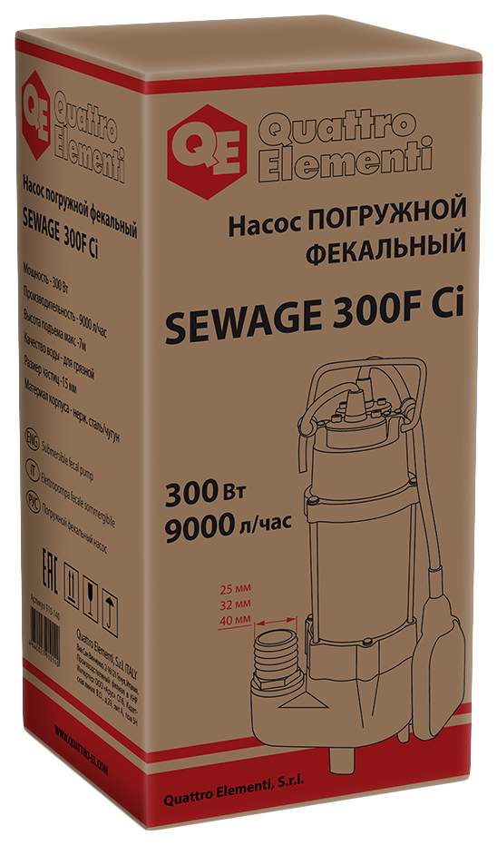 Фекальный насос Quattro Elementi Sewage 300F Ci