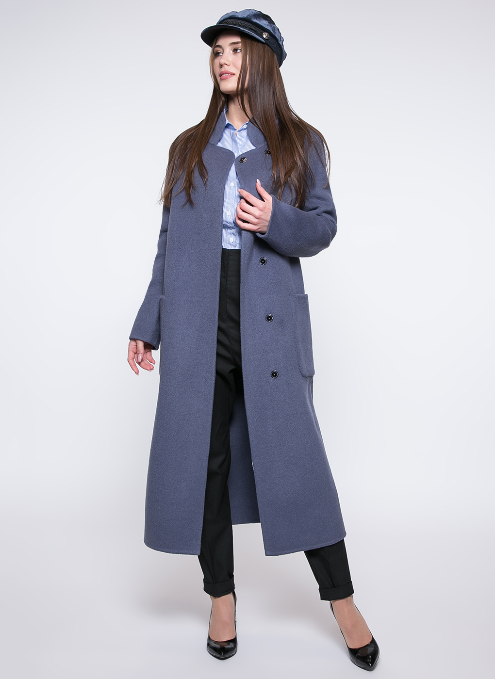 Пальто женское Каляев 37620 синее 44 RU