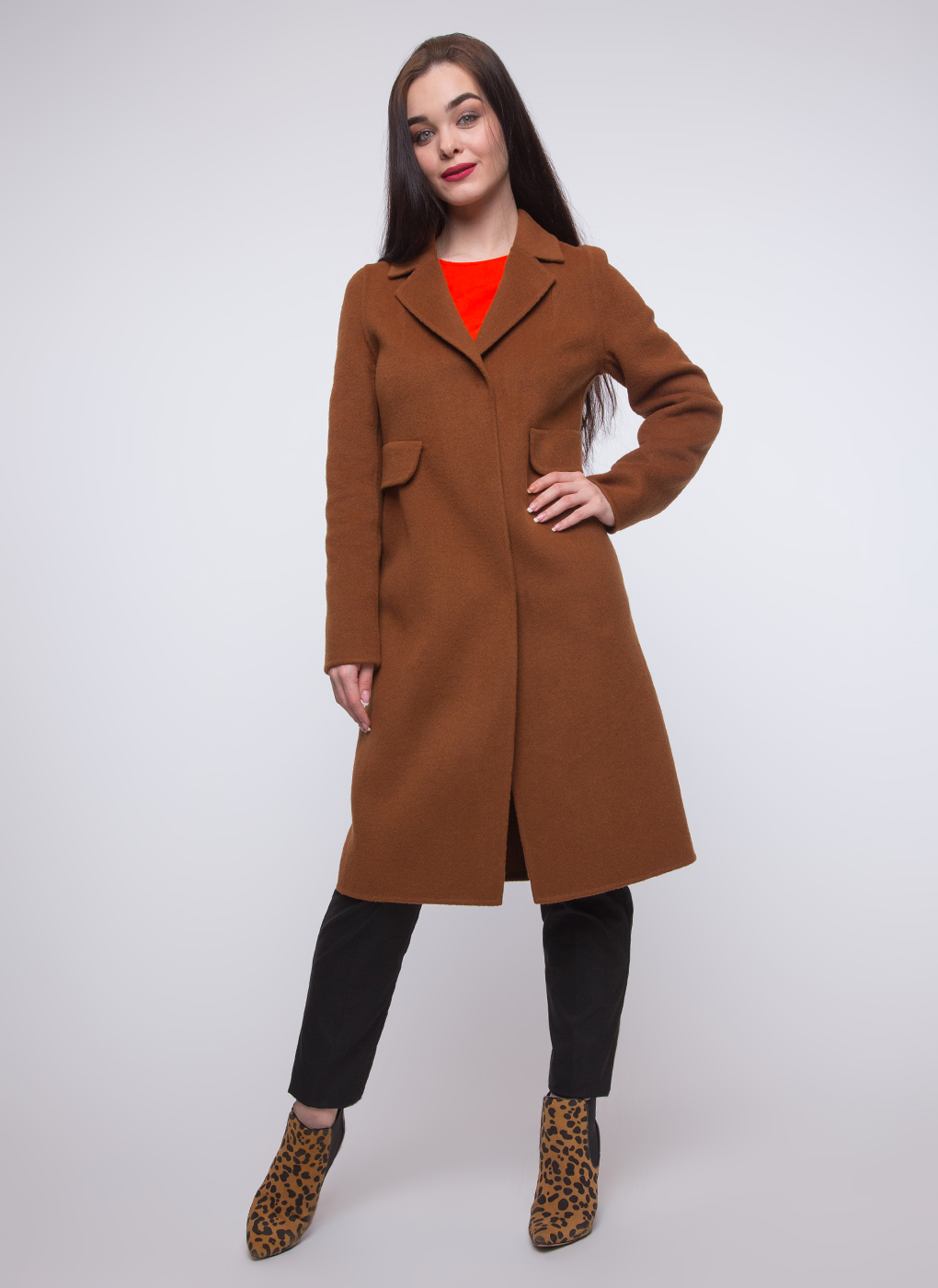 Пальто женское Каляев 38960 коричневое 42 RU