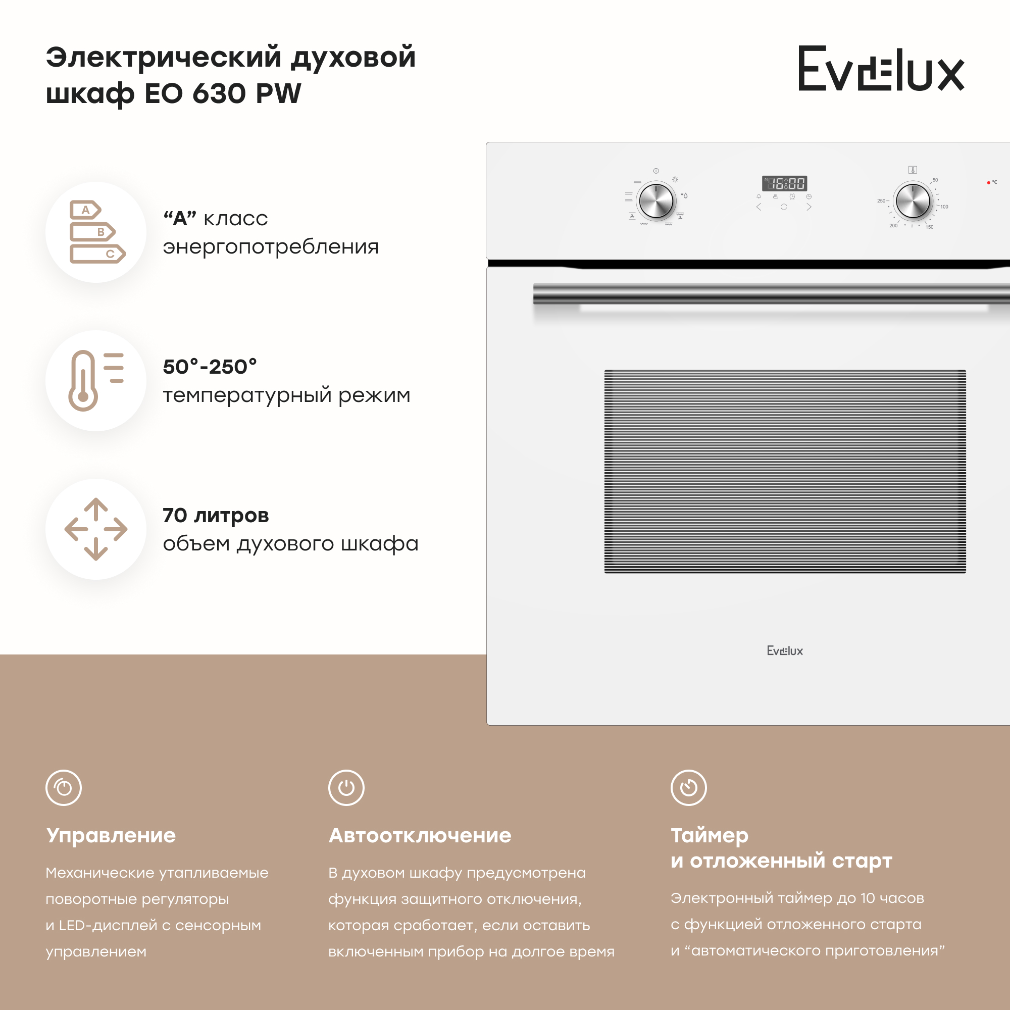 Духовой шкаф evelux eo 630 pw