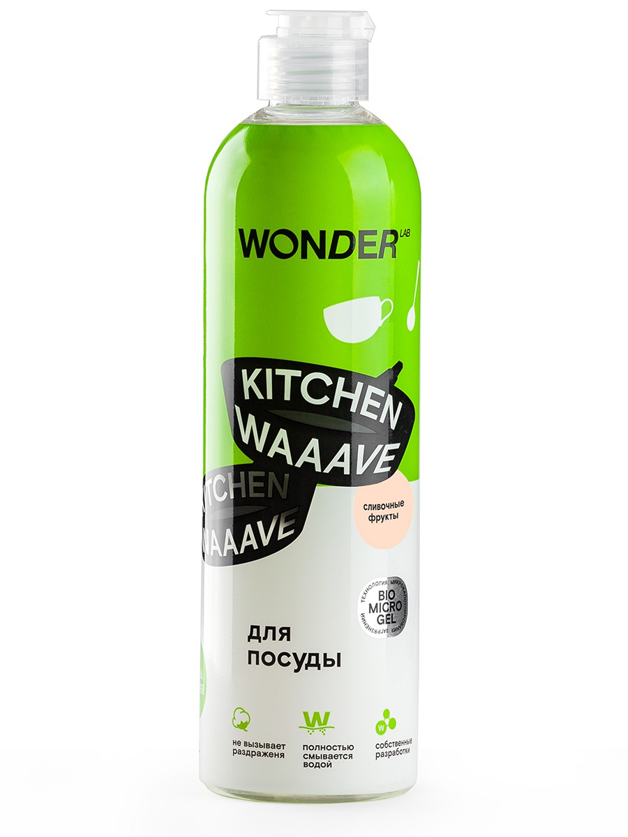 Гель для мытья посуды Wonderlab Kitchen Waaave сливочные фрукты 1 л