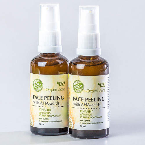 Пилинг для лица с АНА-кислотами OrganicZone для сухой и чувствительной кожи